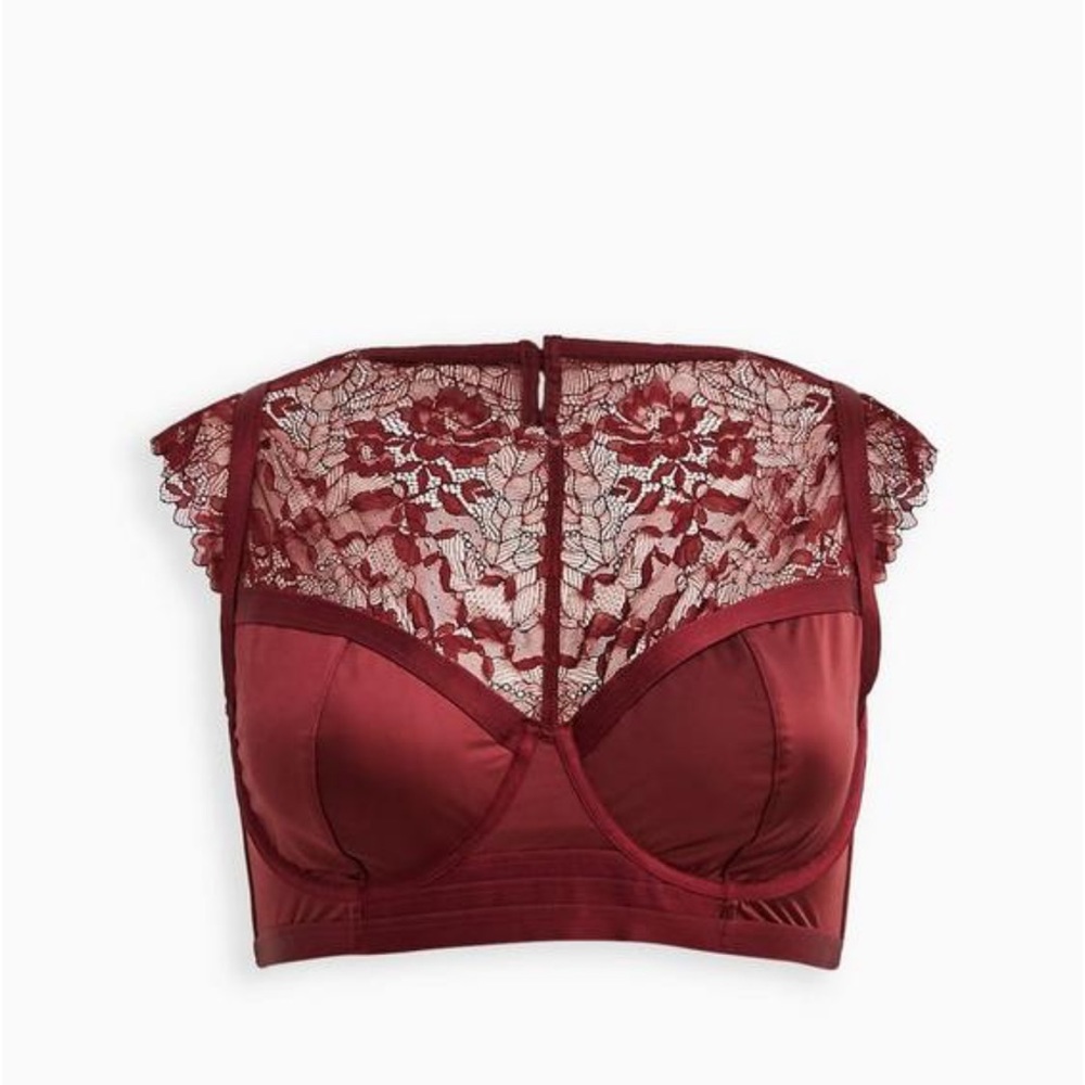 Satin and lace high neck bralette